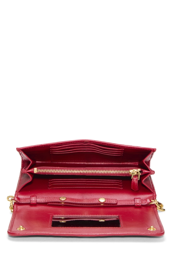 Red Nappa Gaufre Wallet On Chain (WOC), , large image number 3