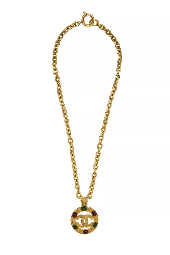 Gold Filigree Multicolor Gripoix Necklace Large, , large image number 0