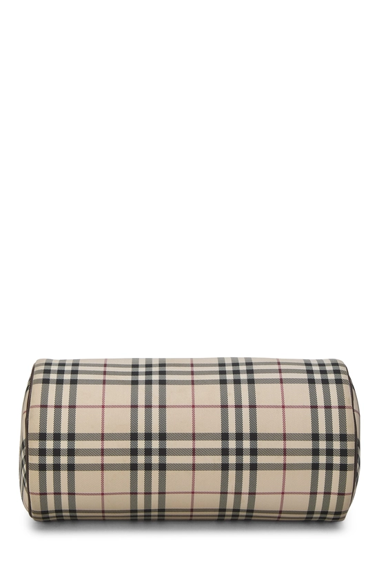 Brown Nylon House Check Roll Handbag, , large image number 4