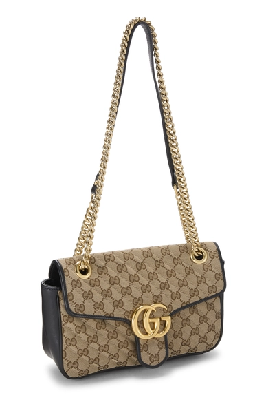 Black Original GG Canvas Marmont Shoulder Bag Small, , large