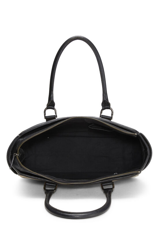 Black & Beige Check Jacquard Satchel Handbag, , large image number 5