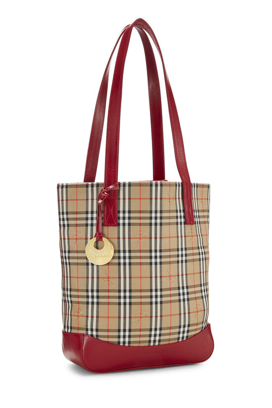 Burberry Red Plaid Canvas Handbag