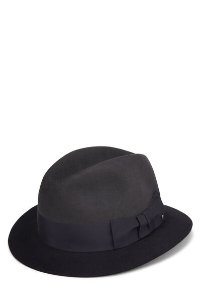 Charcoal & Black Felt Fedora, , large