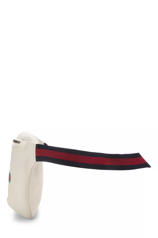 White Leather Logo Printed Belt Bag, , large image number 2