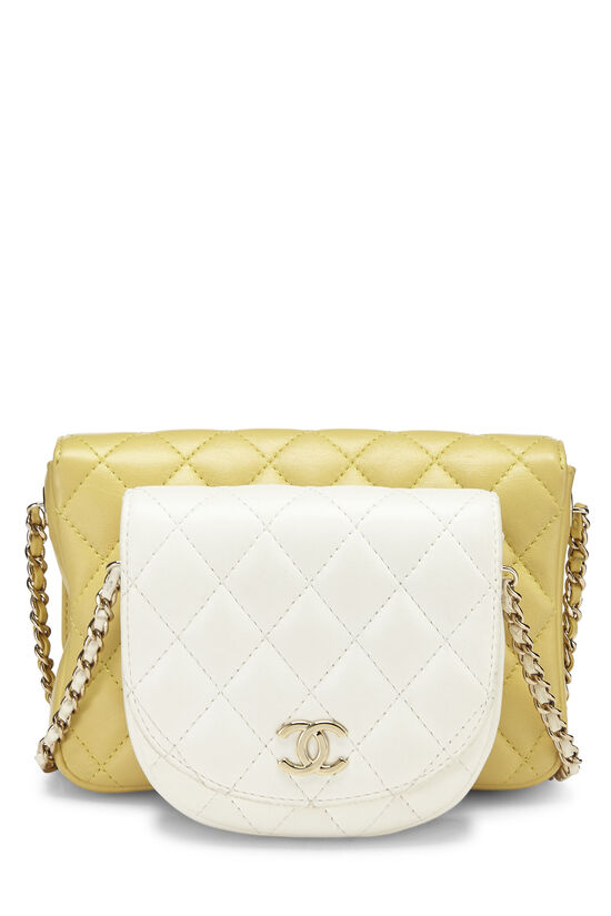 Chanel Yellow & White Quilted Lambskin Side Packs Bag Q6B4E21IMB001