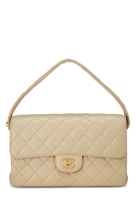 Beige Quilted Lambskin Double Sided Classic Flap Medium , , large image number 3