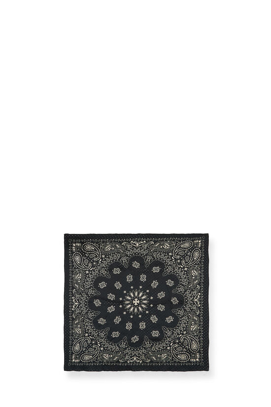 Black Silk Paisley Scarf, , large image number 0