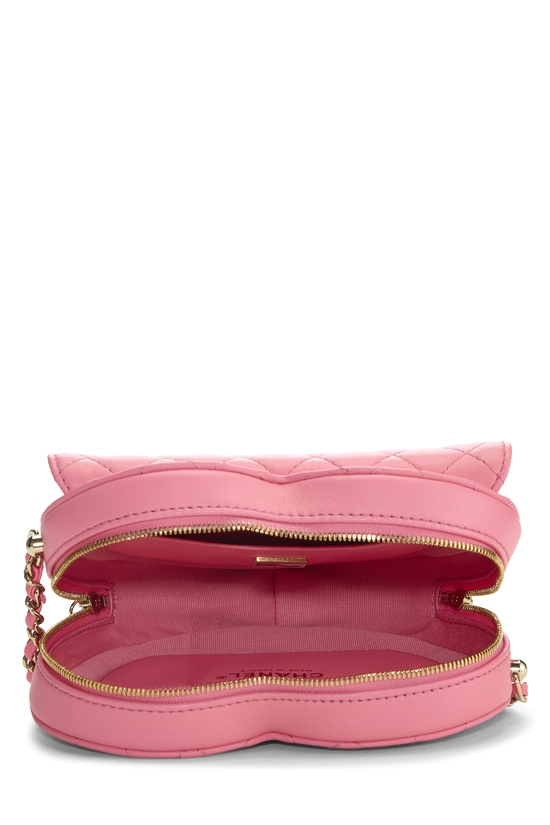 Pre-Owned Pink Lambskin 'CC' In Love Heart Crossbody Q6B8CO1IPB000