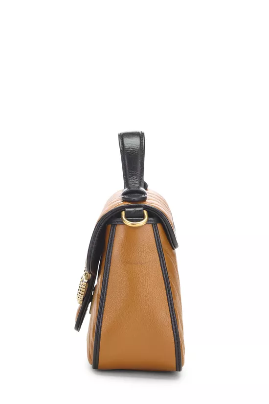 Orange Leather GG Marmont Top Handle Bag Mini, , large image number 2