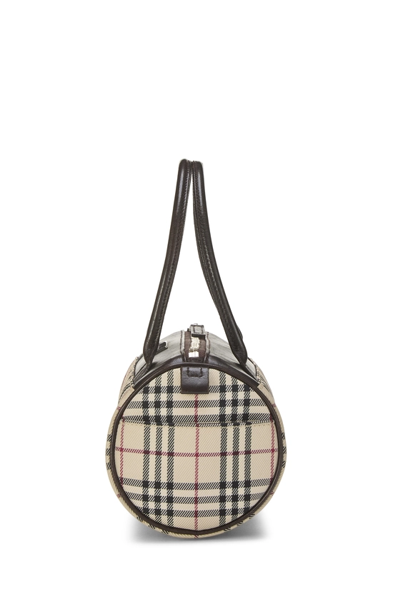 Pre-Owned Brown Nylon House Check Roll Handbag Small Q3B1O1210H00S