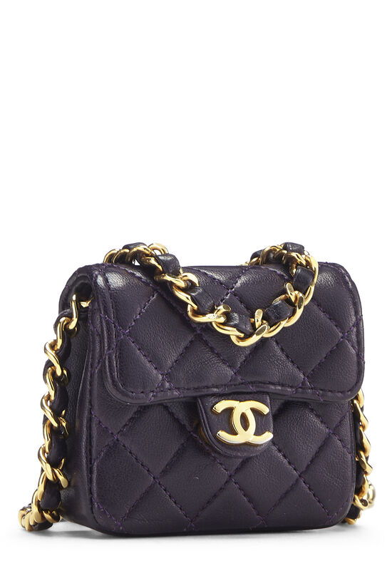 CHANEL VINTAGE RED QUILTED MICRO MINI FLAP BAG CHAIN BELT WITH CC CHARM