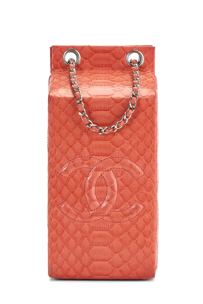 Chanel Orange Python Milk Carton Bag