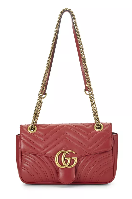 Red Leather GG Marmont Shoulder Bag Small, , large image number 0