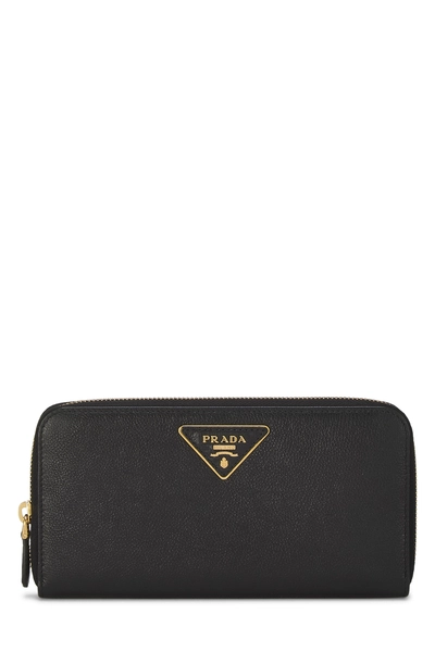 Black Calfskin Zip Around Wallet