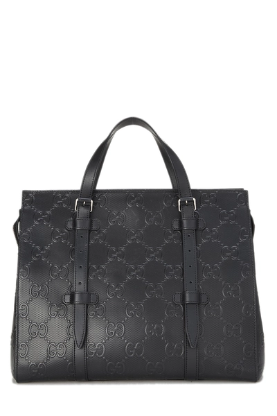 Black Embossed GG Leather Tote