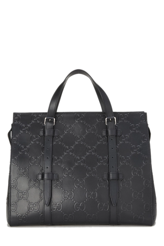 Black Embossed GG Leather Tote, , large image number 0