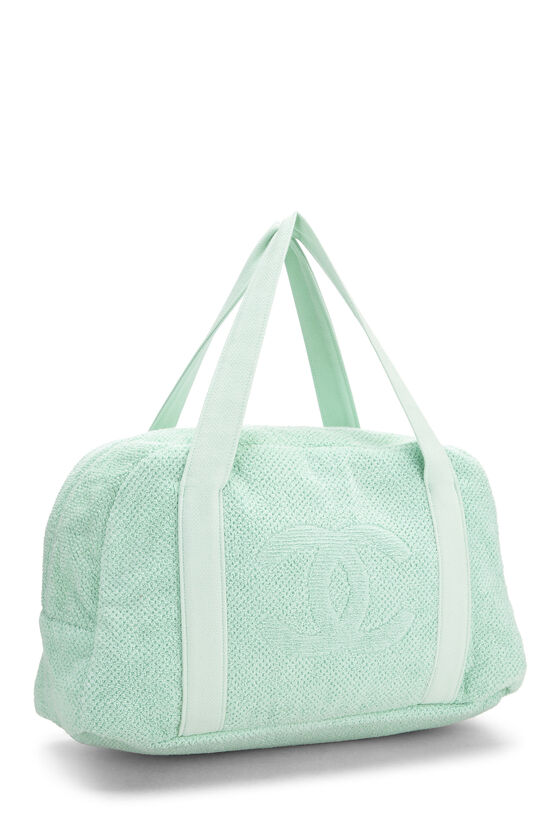 Green Terry Cloth 'CC' Beach Tote Large, , large image number 1