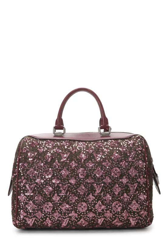 Burgundy Monogram Sequin Sunshine Express Speedy 30, , large image number 3
