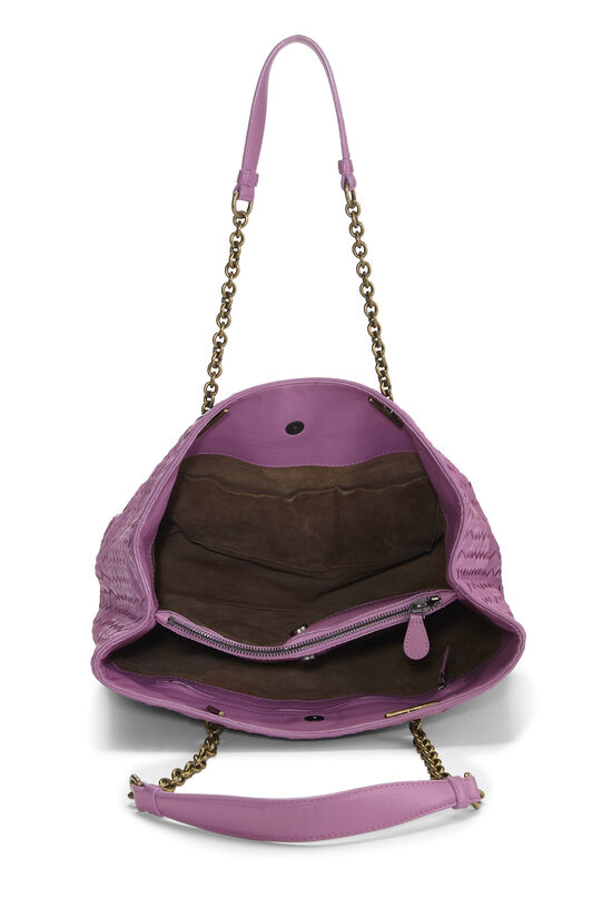 Purple Intrecciato Leather Chain Tote Medium, , large image number 5