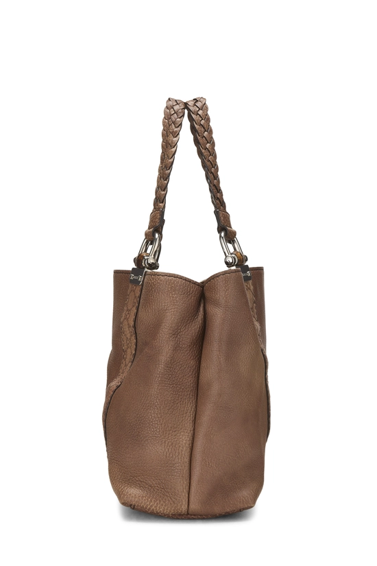 Brown Leather Bamboo Bar Tote, , large image number 2