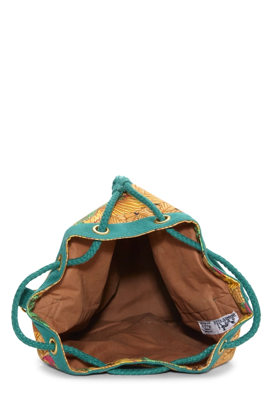Yellow Les Perroquets Canvas Drawstring Shoulder Bag, , large image number 5