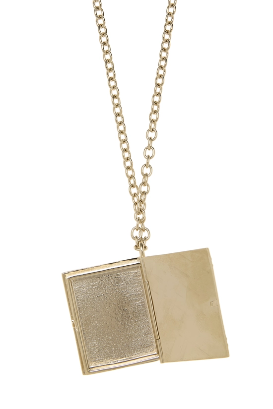 Black & Gold Book Locket Necklace, , large image number 2