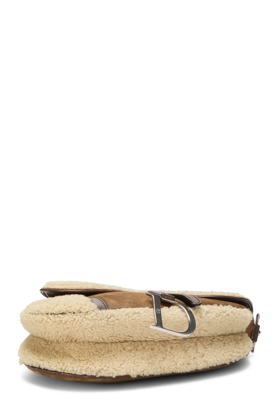 Brown & Beige Shearling Saddle Bag, , large image number 4