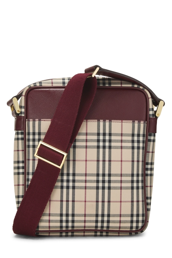 Burgundy Jacquard Canvas House Check Vertical Camera Bag Medium, , large image number 3