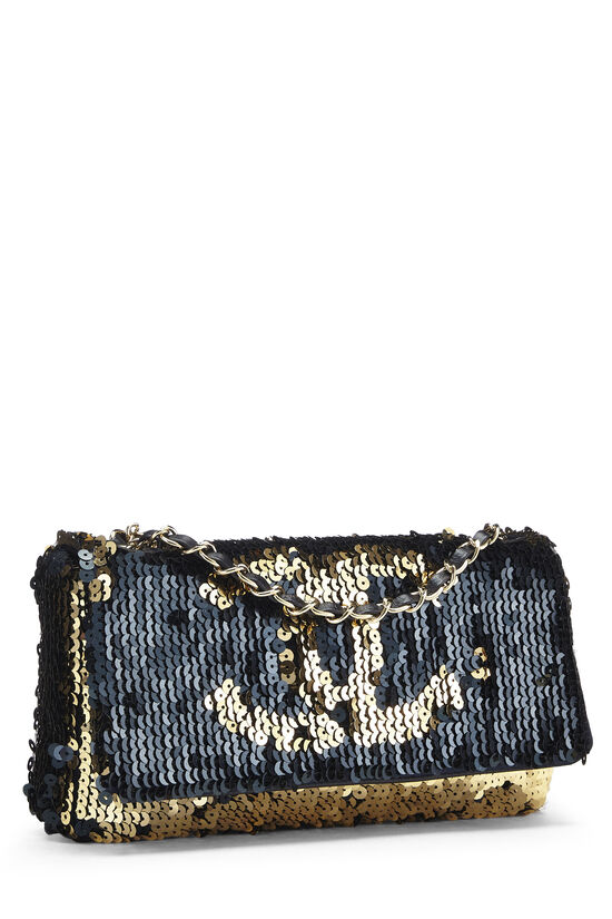 Chanel Gold & Black Sequin Summer Nights Flap Medium Q6B4NH2MD7000
