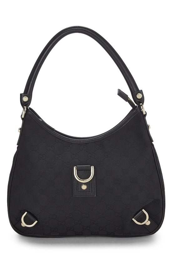 Black GG Canvas D-Ring Abbey Hobo Small, , large image number 0