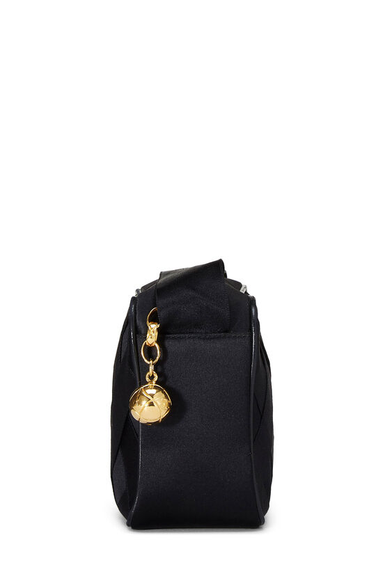 Black Woven Satin Shoulder Bag Small, , large image number 2