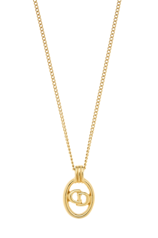 Gold 'CD' Oval Necklace, , large image number 1