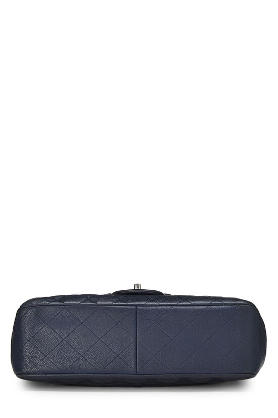 Chanel Navy Quilted Caviar New Classic Double Flap Jumbo Q6BAQP0FN4001