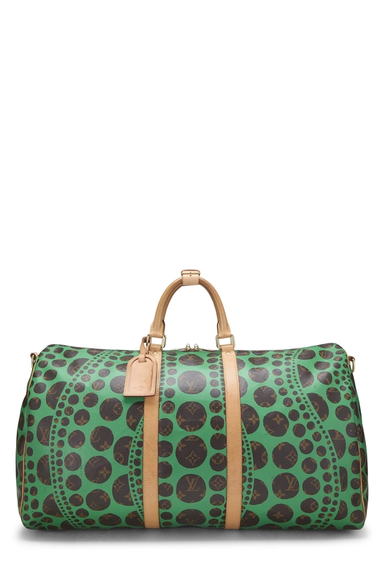 Yayoi Kusama x Louis Vuitton Green Infinity Dots Keepall Bandouliere 55, , large image number 0