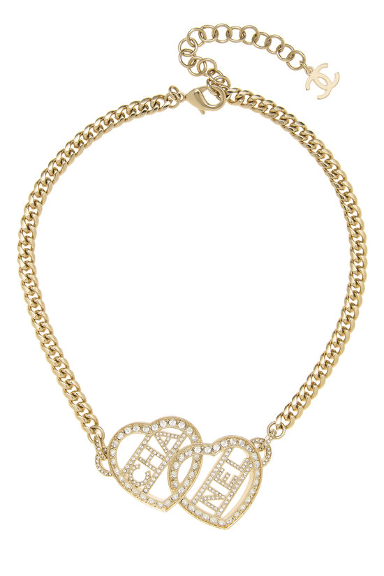 Gold Crystal Logo Heart Choker, , large image number 0