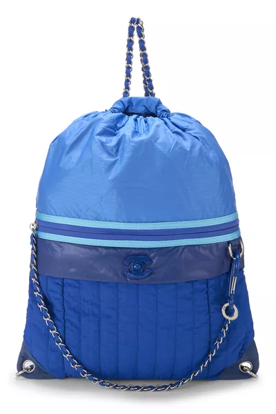 Blue Nylon Coco Neige Drawstring Backpack