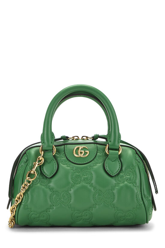 Green Leather GG Marmont Matelass&eacute; Bowler Mini, , large image number 0