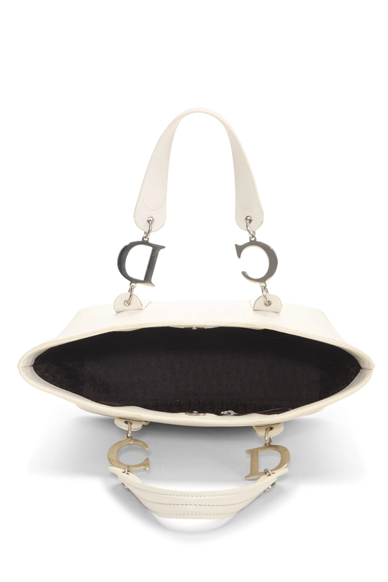 White Leather Frame Satchel Handbag, , large image number 5