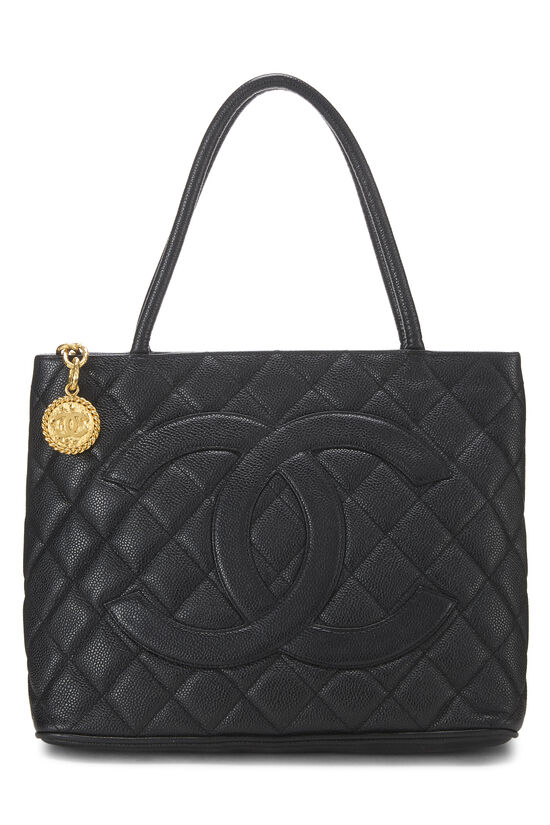 Chanel Black Quilted Caviar Medallion Tote Q6B02H0FKB496 | WGACA