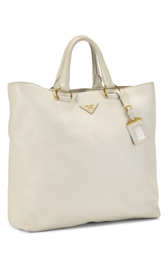 White Vitello Daino Convertible Shopping Tote, , large image number 1