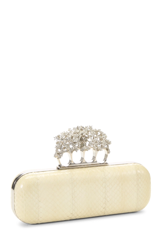 Beige Python Knuckle Clutch, , large image number 1