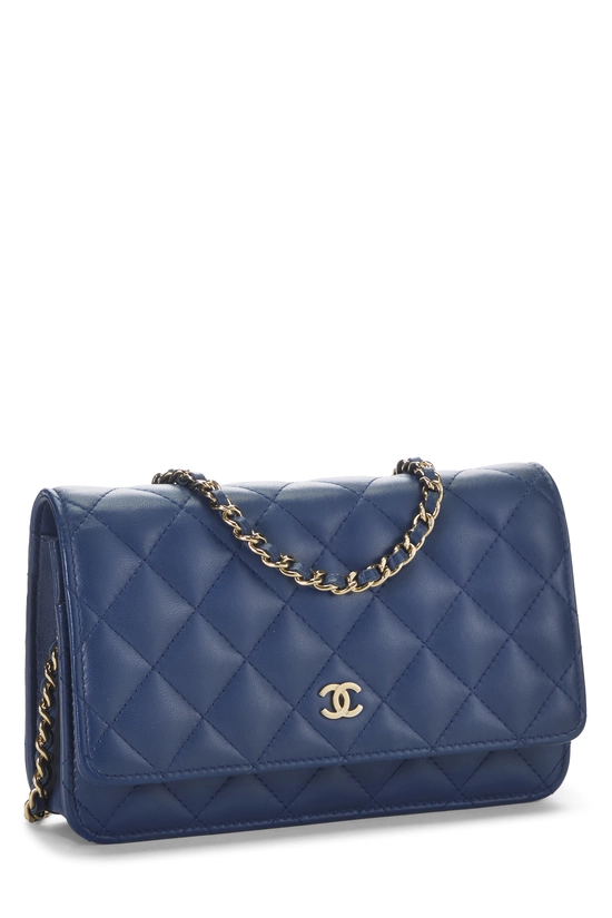 Navy Lambskin Classic Quilted Wallet on Chain (WOC), , large image number 1