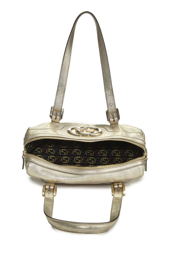 Metallic Gold Leather Britt Boston Bag, , large image number 5