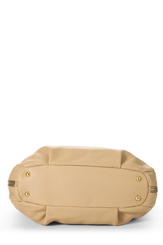 Beige Vitello Daino Side Zip Hobo, , large image number 4