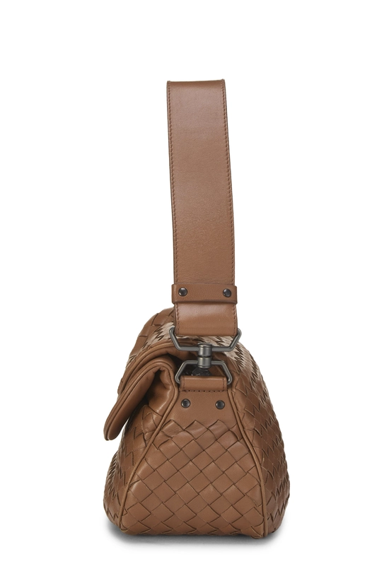 Brown Intrecciato Double Flap Shoulder Bag Small, , large image number 2