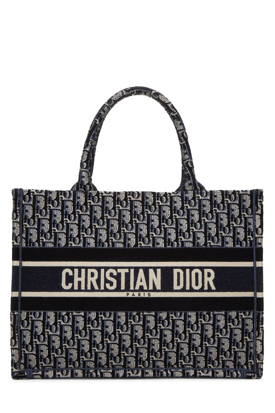 Christian Dior Navy Oblique Canvas & Velour Book Tote Medium Q9BHMA0EN7001