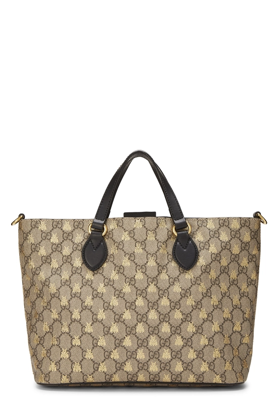Black Original GG Supreme Canvas Bee Tote Small, , large image number 0