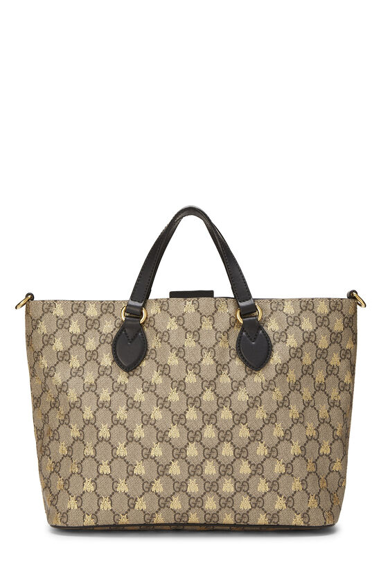 Black Original GG Supreme Canvas Bee Tote Small, , large image number 0