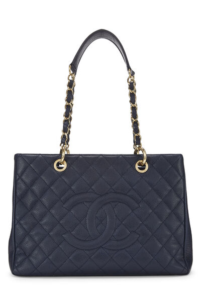 Navy Caviar Grand Shopping Tote (GST)