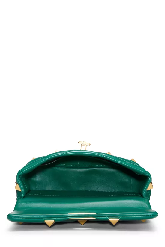 Green Leather Roman Stud Flap Bag Medium, , large image number 5